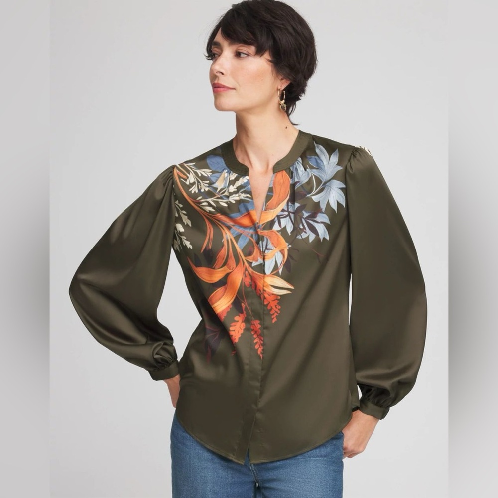 Satin Placed Floral Blouse